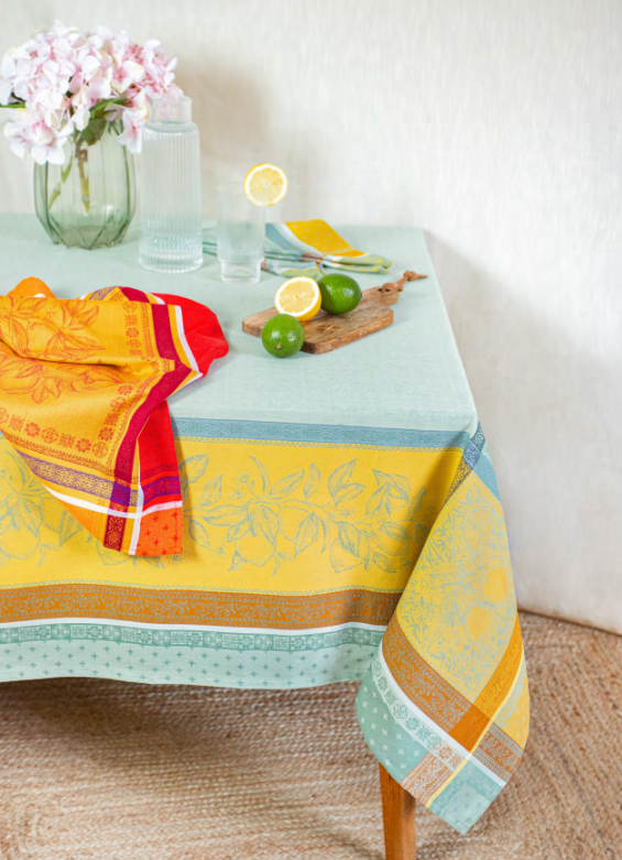 French Jacquard tablecloth, Teflon (Cedrat. 2 colors)